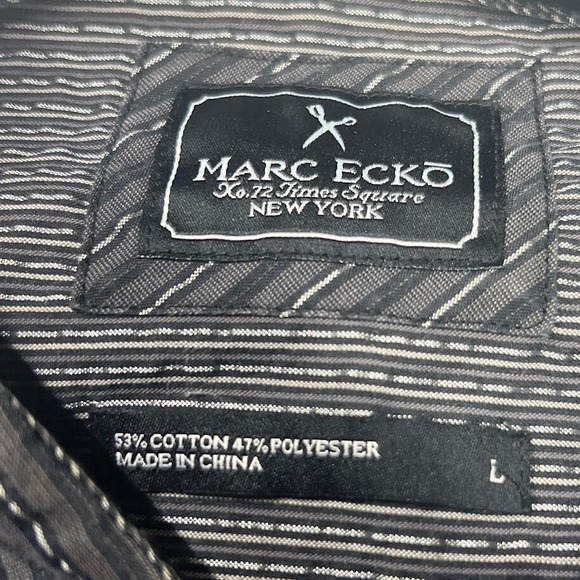 VTG Marc Ecko Mens Long Sleeve Button Up Shirt Striped Gray Size L dress shirt - Picture 2 of 2